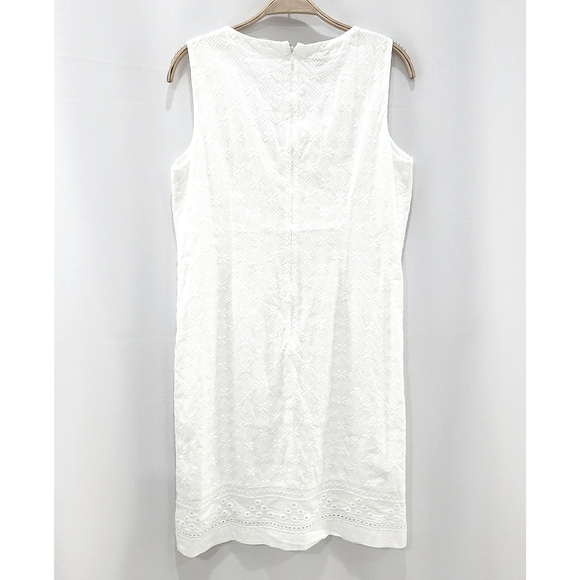 NEW Talbots Embroidered Eyelet Sheath Sleeveless White Dress sz 6P - Picture 9 of 16